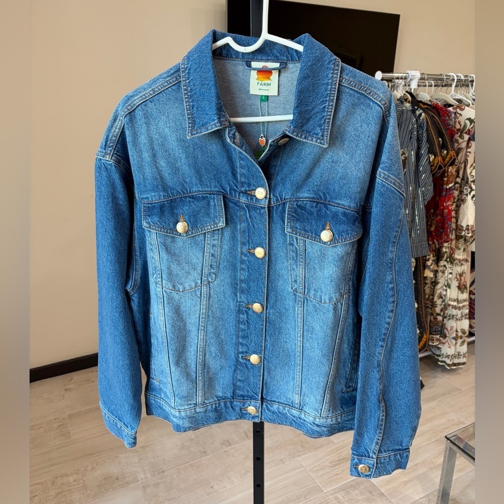 Farm Rio: Denim Buttoned Jacket / Jeans Jacket - Picture 2 of 13